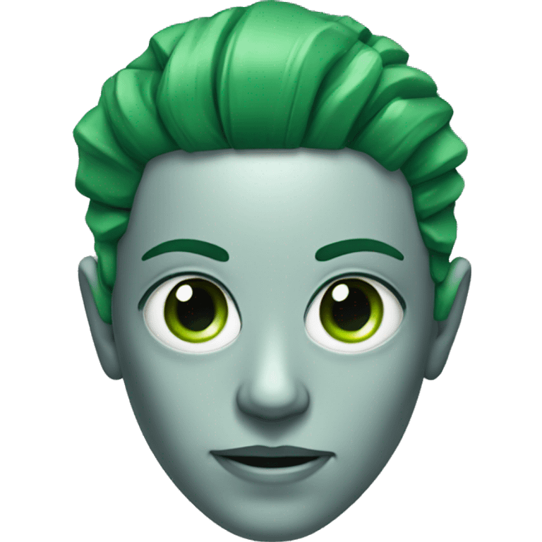 Cyborg head with green eyes and green hair emoji