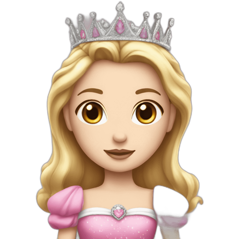 white skin princess with crown and pink princess dress emoji