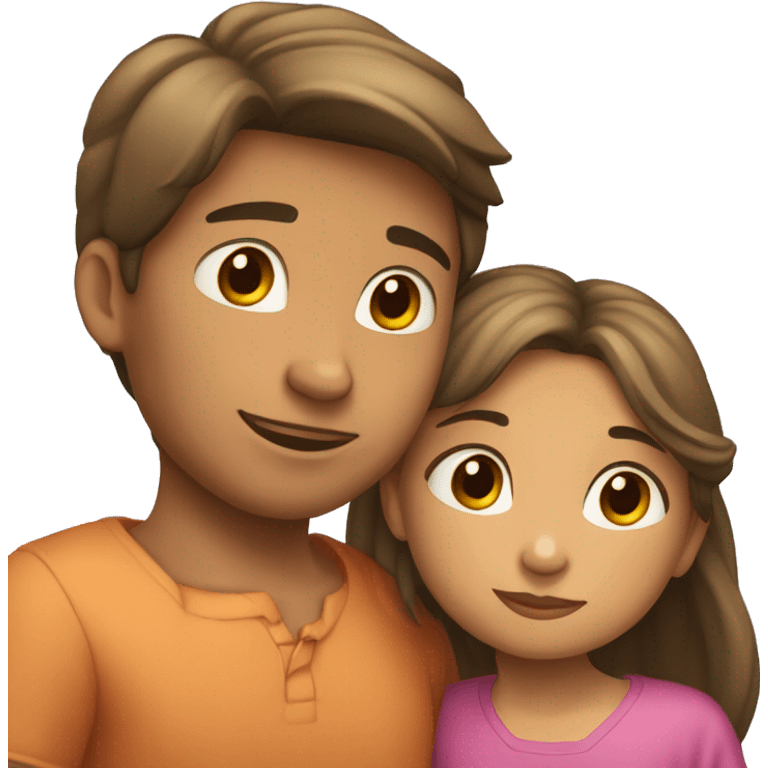 Niño y niña abrazo emoji