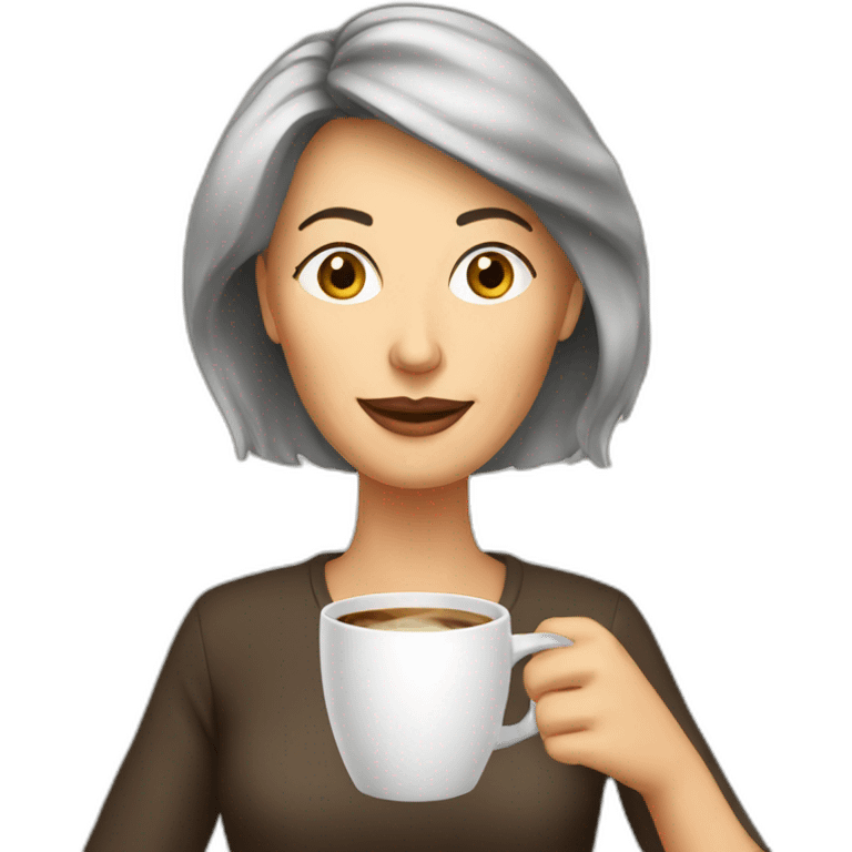 mid age woman drinking cofee emoji