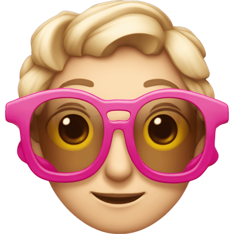 Osa cara enojada, moño rosa en la oreja, con lentes cuadrados emoji