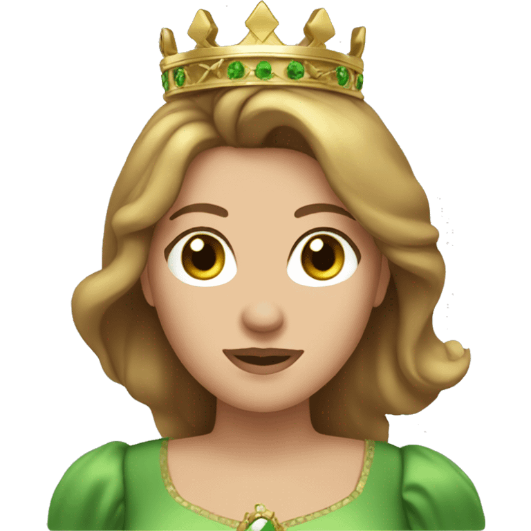 pretty 40 year old woman green eyes straight brown hair gold princess crown emoji