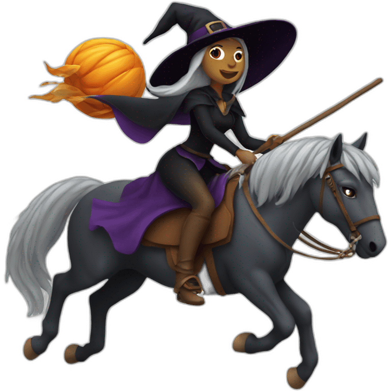 witch riding a horse emoji