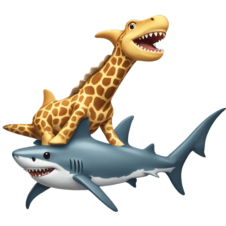 Shark riding a giraffe  emoji