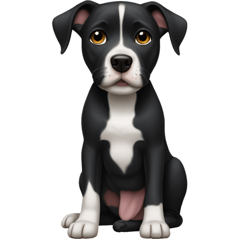 Black dog with white chest pitbull mix emoji