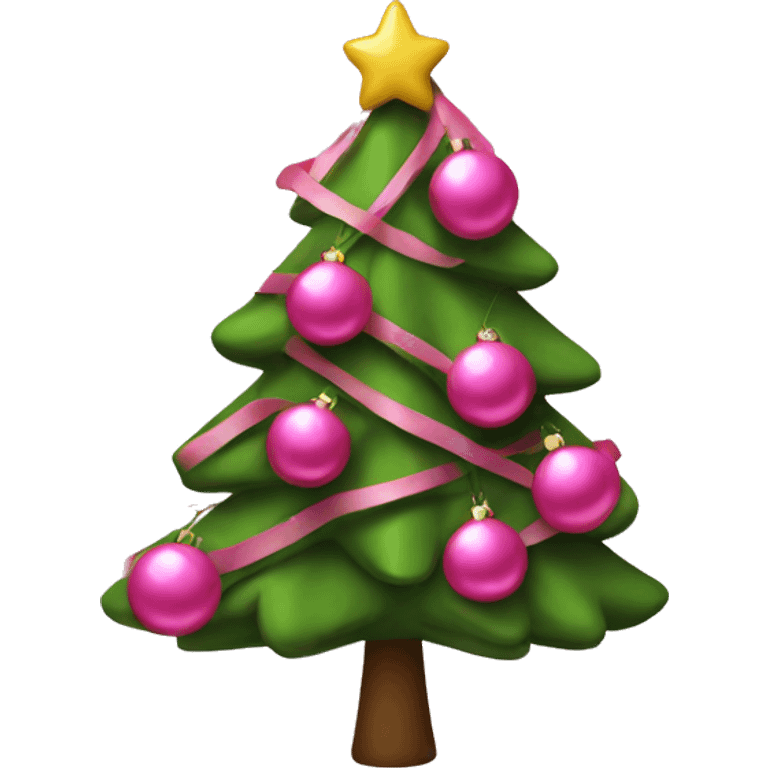 Christmas tree with pink decorations emoji