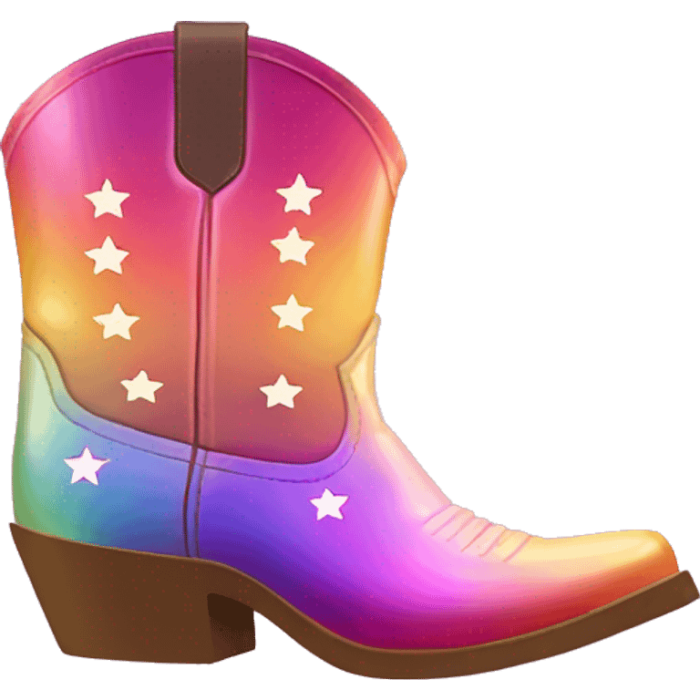 Iridescent gradient cowboy boots with stars emoji