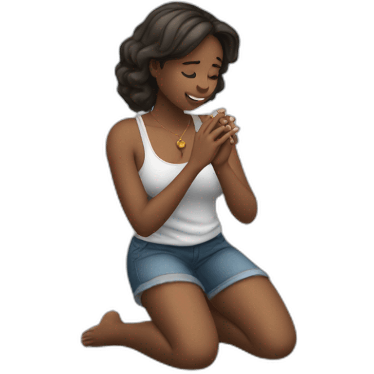 A girl kneeling down and proposing with ring  emoji