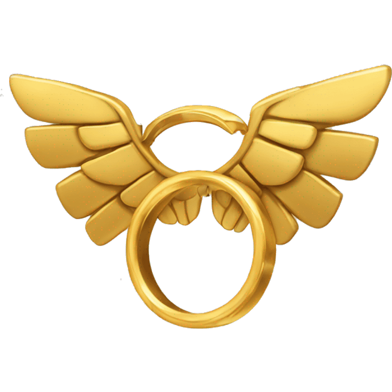 Golden ring with six wings coming out of it, covered in eys emoji