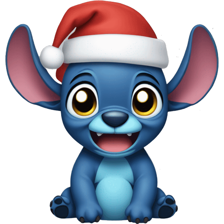 Stitch wearing Christmas hat  emoji