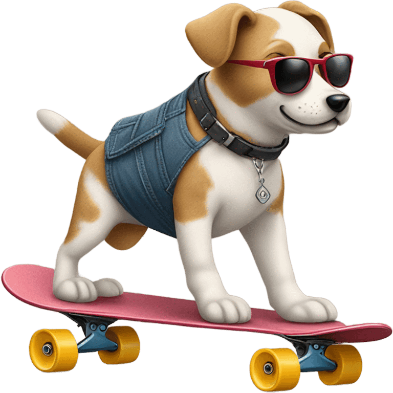 ￼￼ a teddy dog wearing sunglasses riding a skateboard emoji