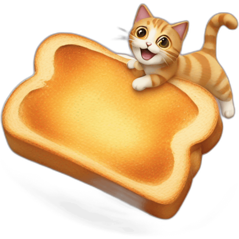 cat flying on a piece of toast emoji