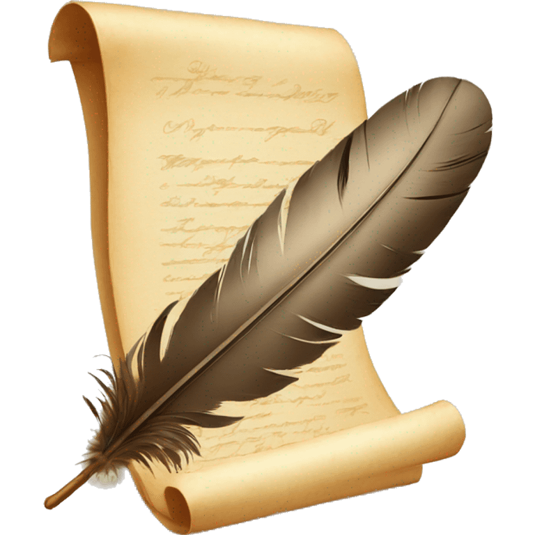 a feather quill and an open SCROLL emoji