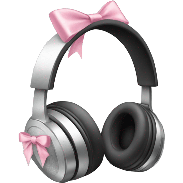 silver headphones with light pink bows emoji