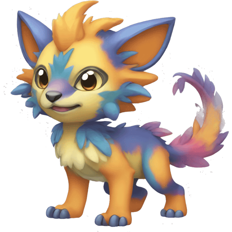 Cute cool colorful fantasy animal hybrid Fakemon full body emoji