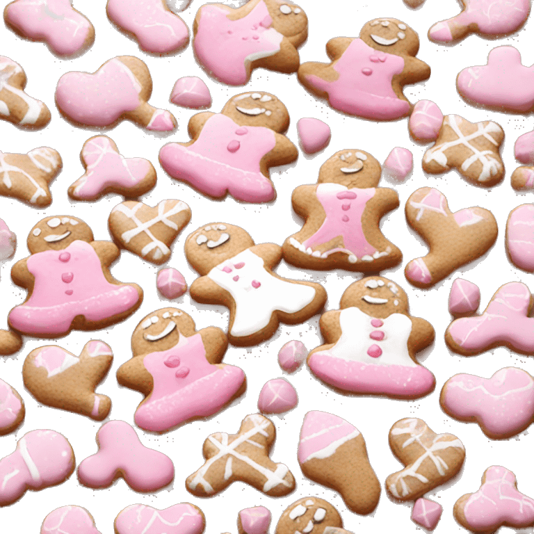 Pink and white gingerbread cookies emoji