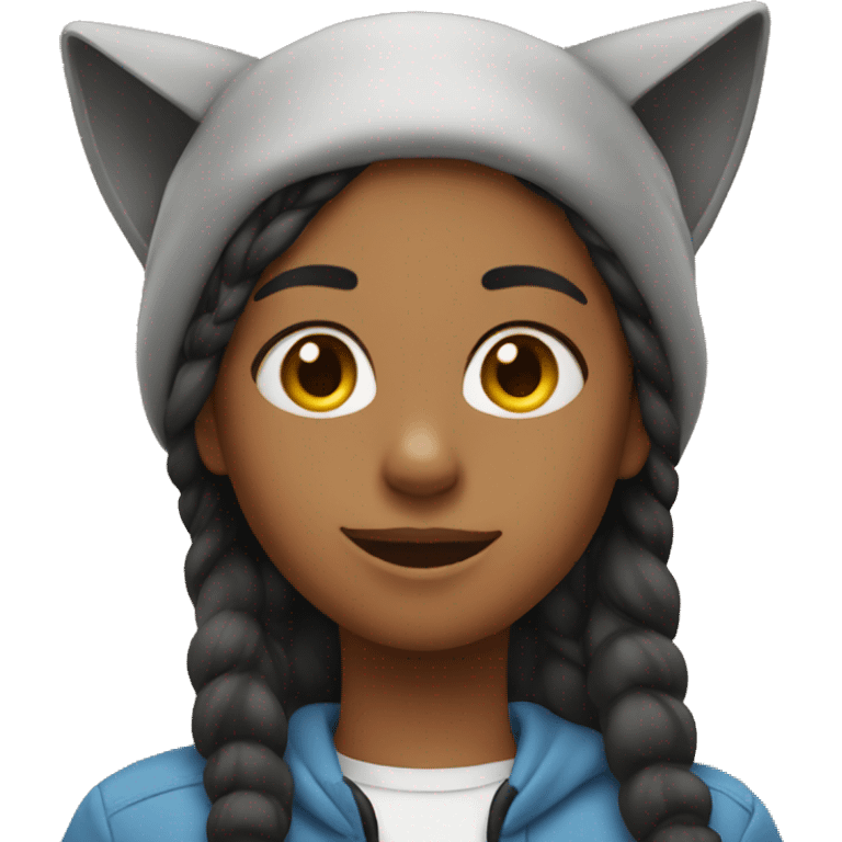 Girl with cat ear hat on emoji