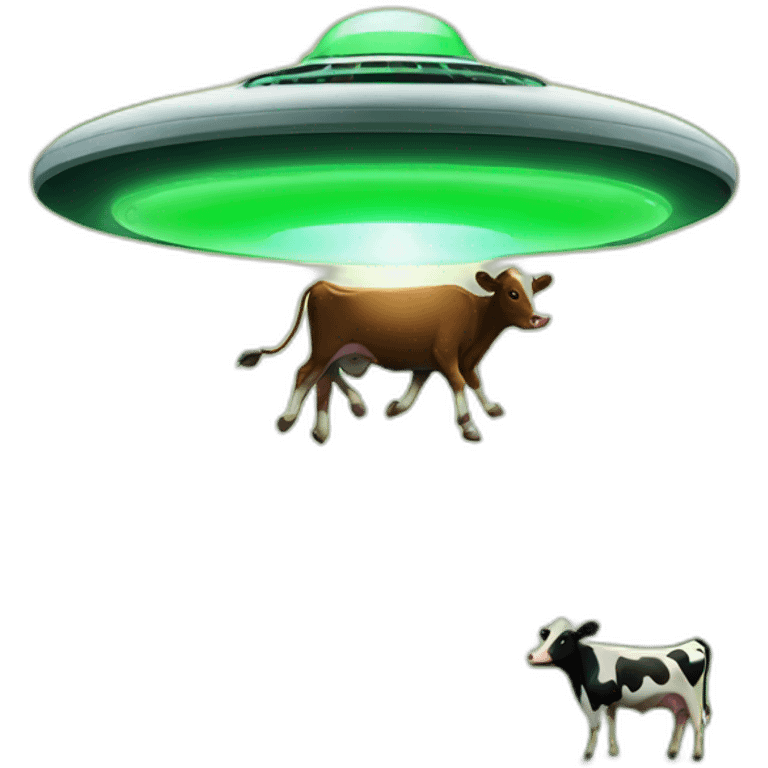 ufo abducting cow with a green ray emoji