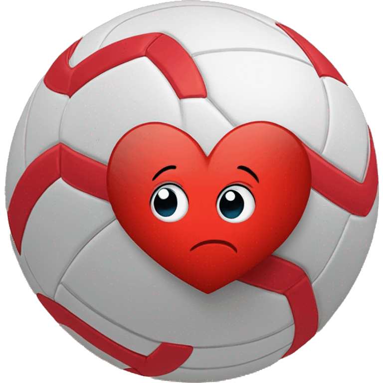 Red heart with a volleyball in the middle emoji