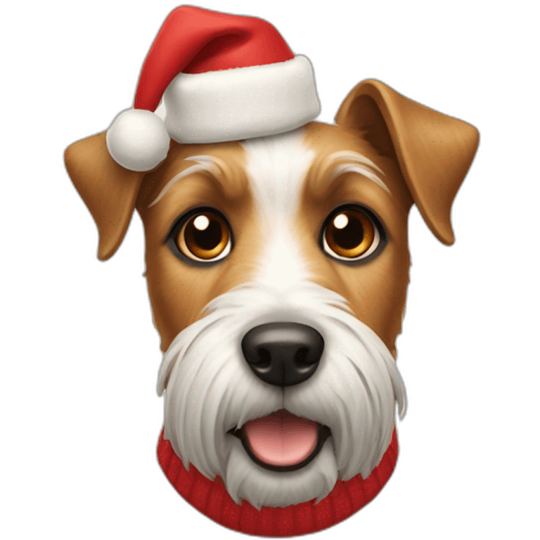 terrier with christmas hat emoji