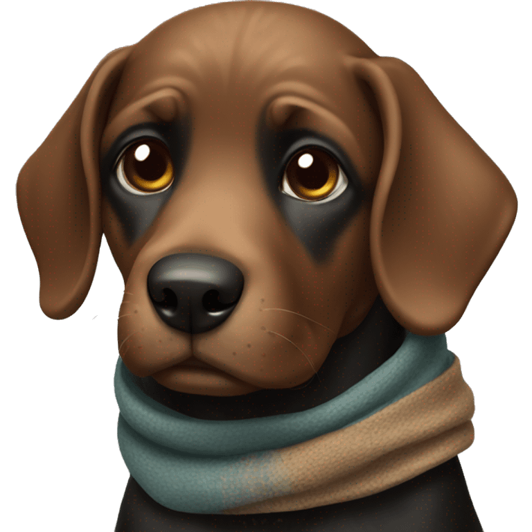 black and brown Dog with a scarf emoji