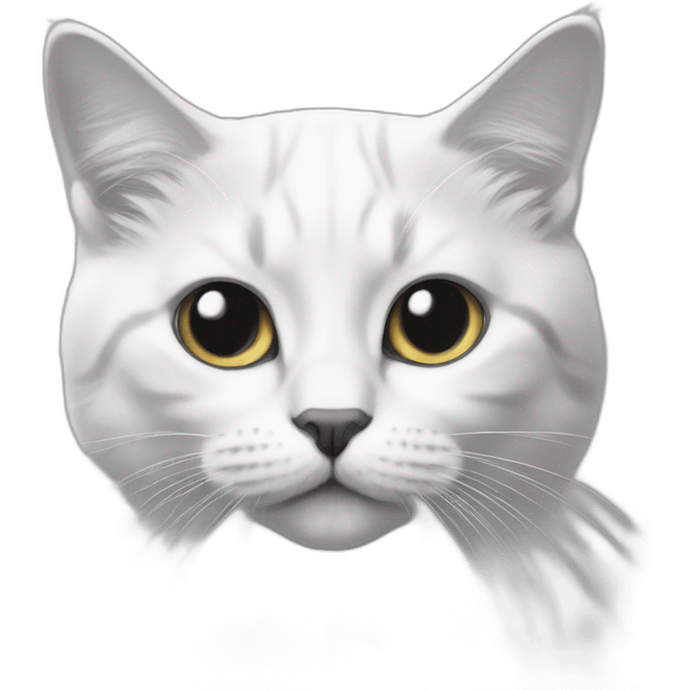 Realistic cat black and white emoji