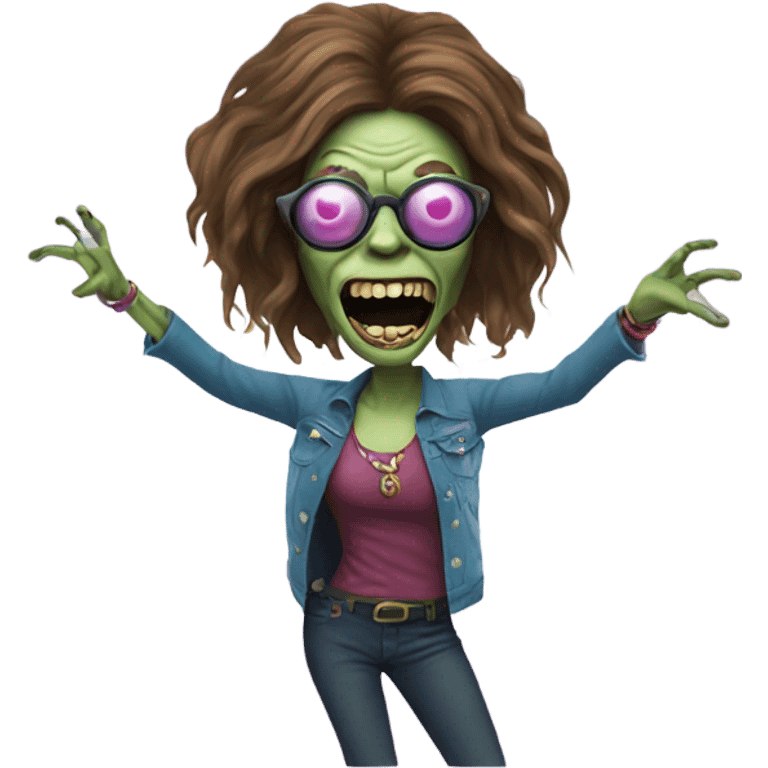  janis joplin zombie  dancing with circle glasses emoji