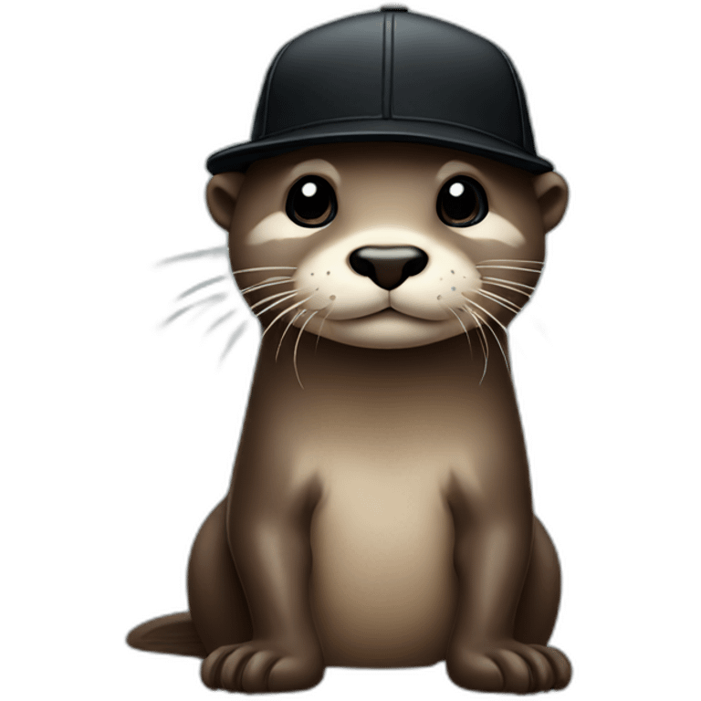 Otter with black cap emoji