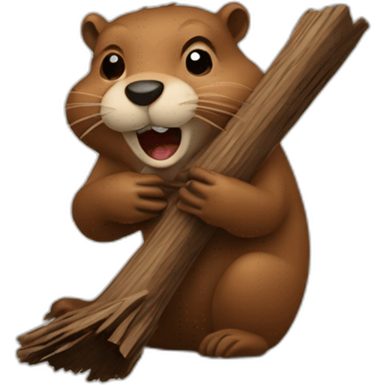 Beaver biting wood emoji