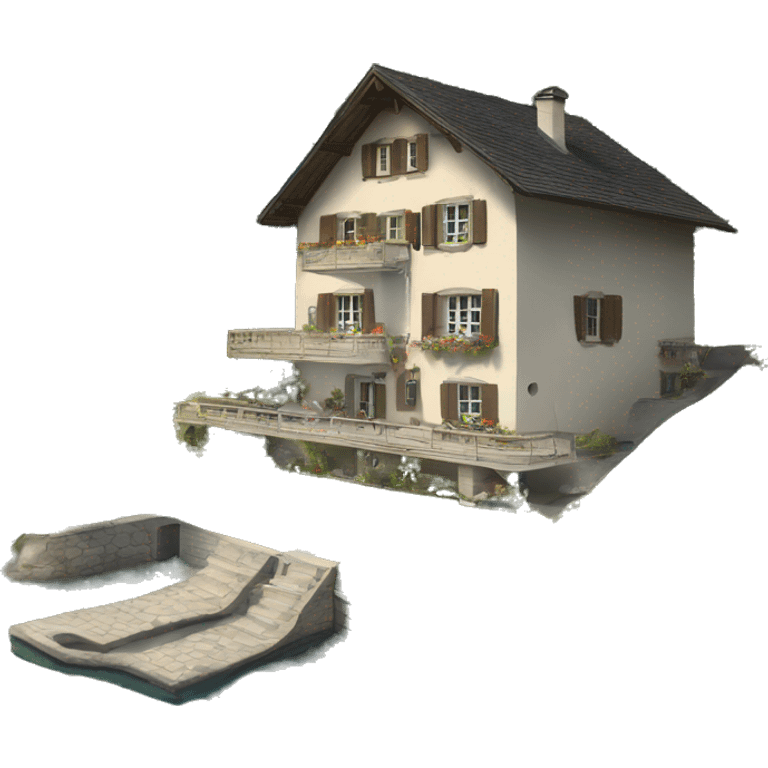 estate on the shore of a Swiss lake in the mountains emoji