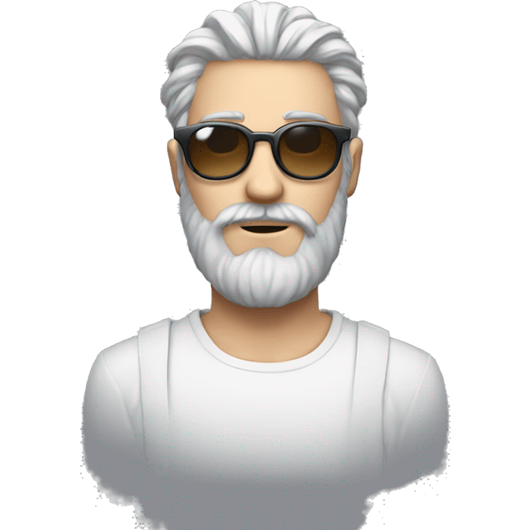 Homme blanc avec Crâne rasé, barbe pas trop grande, lunette de soleil grise aesthetic  emoji