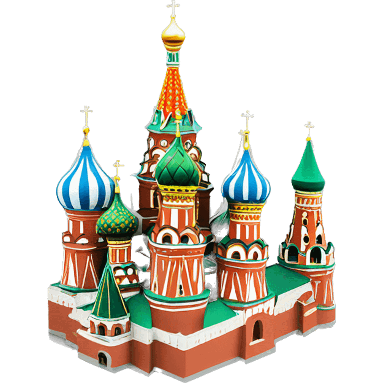 Kremlin icon with curved colourful domes in isometry  emoji