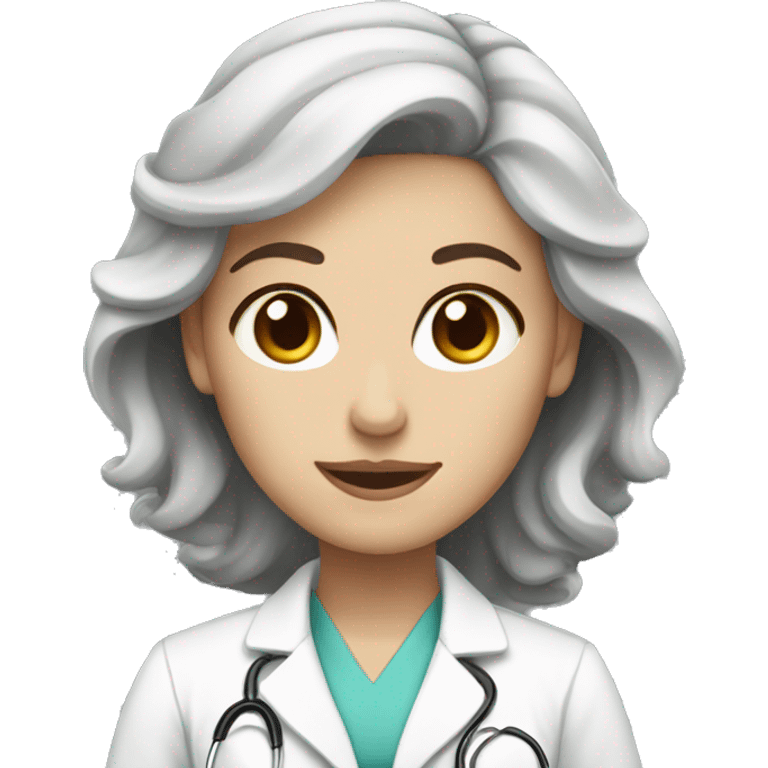 lady white skin slightly curly brown hair brown eyes doctor emoji