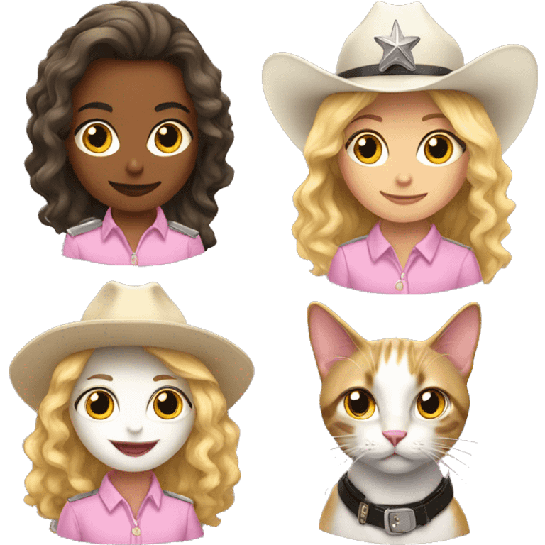 female white sheriff pink with two cats emoji