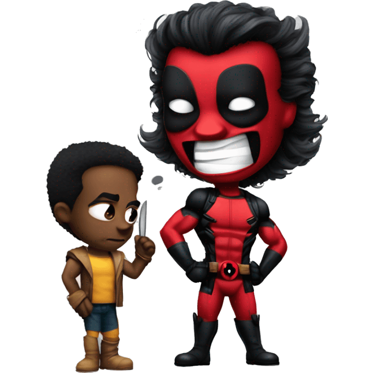 Deadpool acting sassy with Wolverine emoji