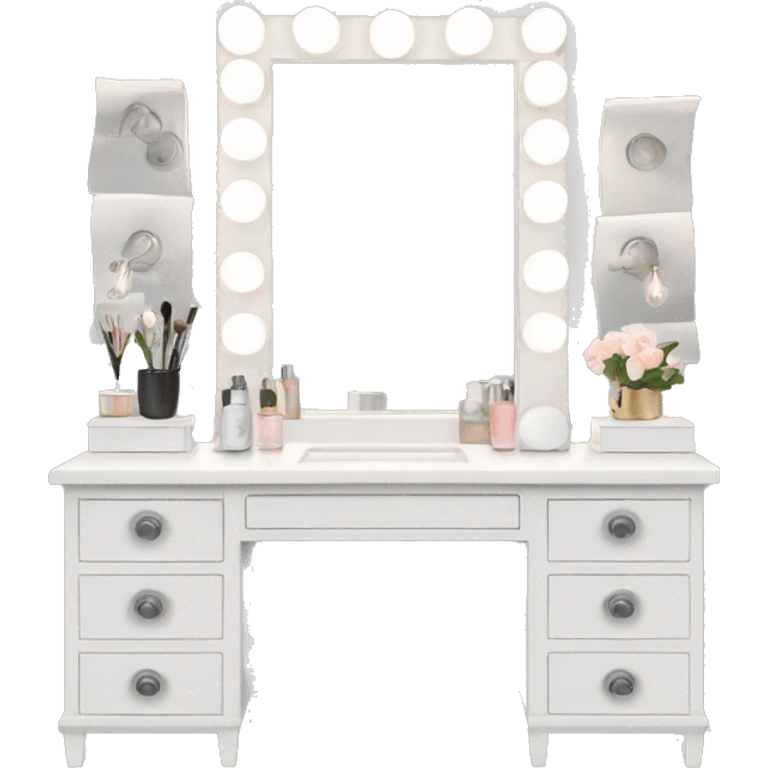 a white vanity with lights emoji