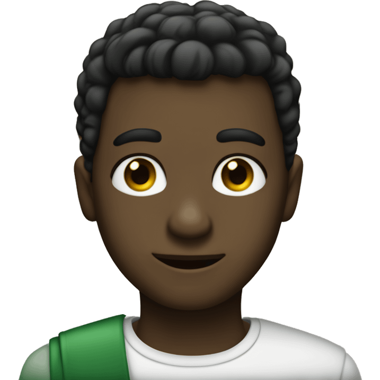 menino cabelo preto liso pele bege olhos verdes  emoji