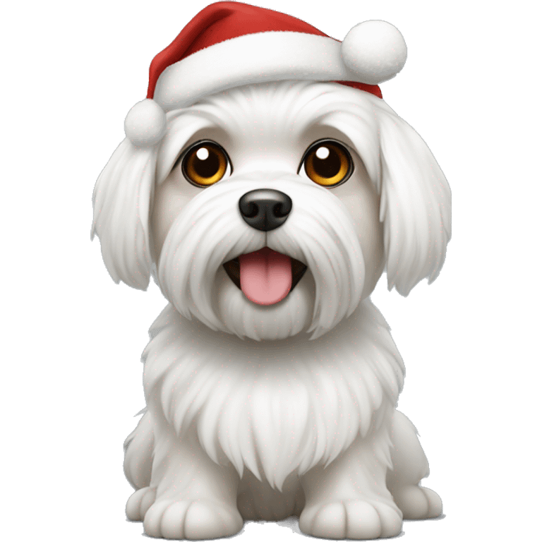 Maltese in Christmas hat emoji