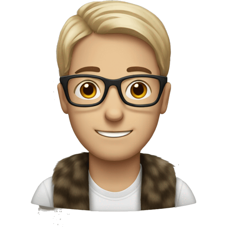 White Man with glasses with raccoon emoji