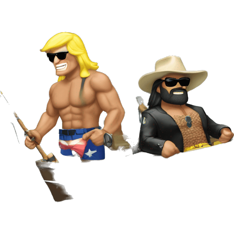 Randy Savage and Donald Trump Fishing together emoji