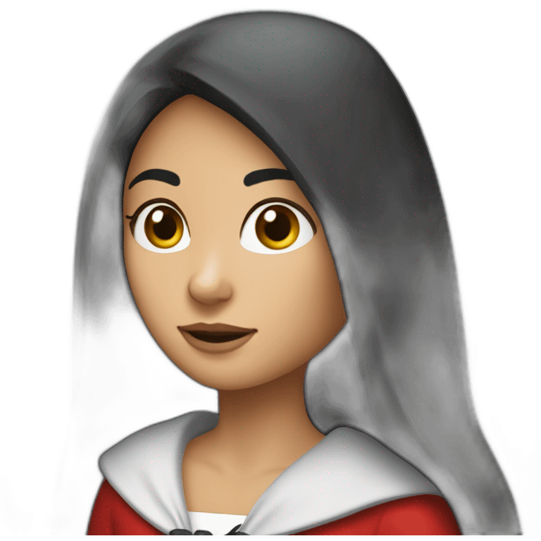 red-ridding-hood-girl-with-long-black-strait-hair-with-white-break emoji