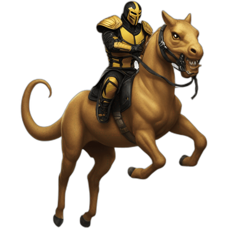 Scorpion from mortal Kombat Riding a horse emoji