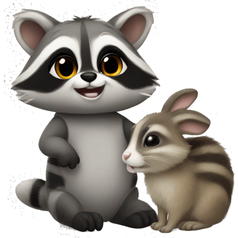 Raccoon and bunny baby emoji