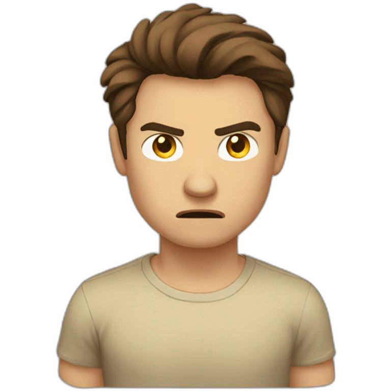 Man brown hair beige t-shit angry face emoji