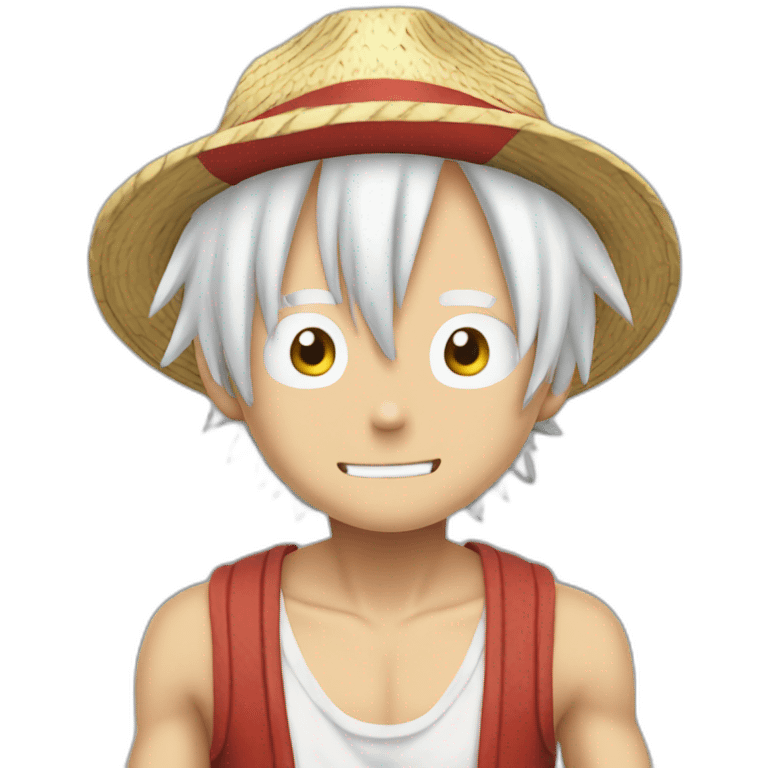 monkey d luffy with white hair and eyebrow, full body emoji