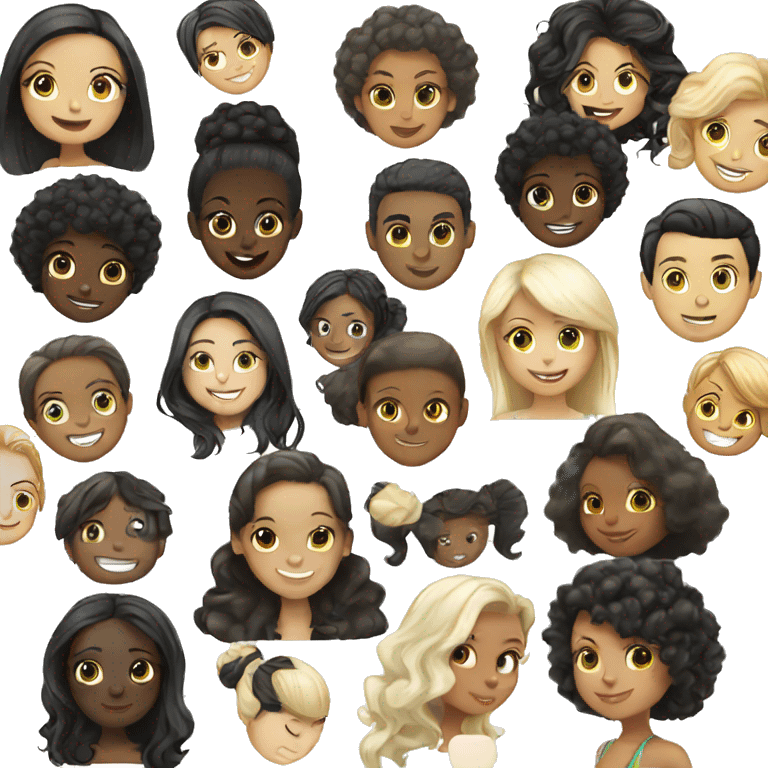 Black girl black hair and white blonde girl happy emoji