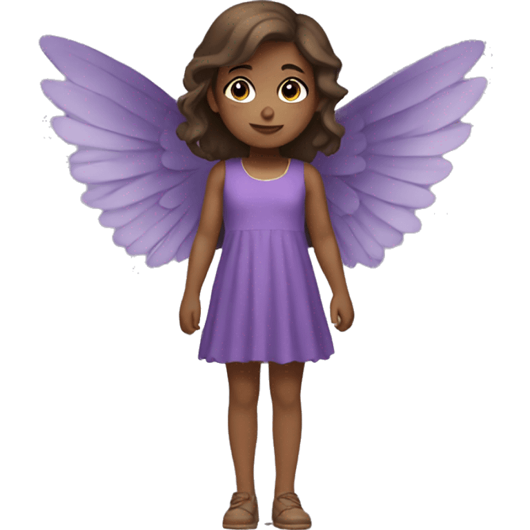 little winged girl with purple dress and brown hair. emoji