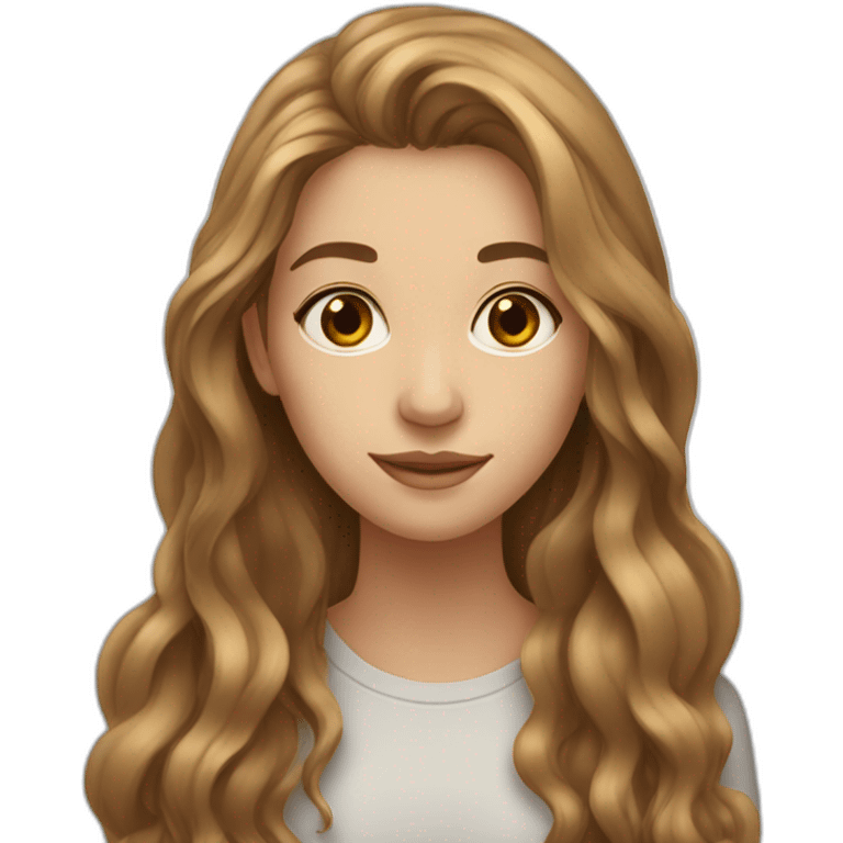 20 year old woman with long light brown hair and long face  emoji