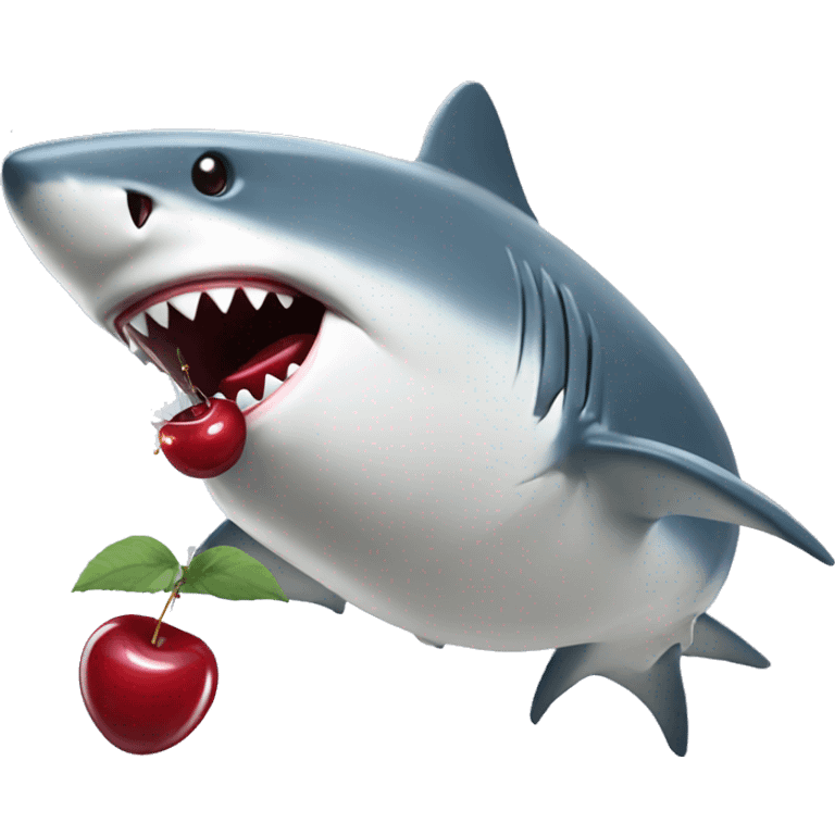 Shark with a cherry in its mouth emoji