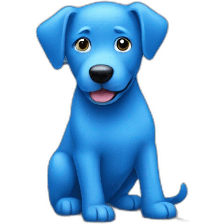 Blue dog with computer emoji